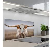 KitchenYeah© Credence Cuisine Sur Mesure 45x90 cm Plaque Adhesive Murale Panneau Decoratif Interieur Peel And Stick Mural Protection Mur Longhorn - Champ d'herbe - Animal