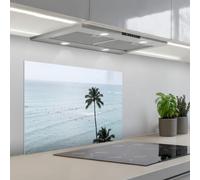 KitchenYeah© Credence Cuisine Sur Mesure 50x70 cm Plaque Adhesive Murale Panneau Decoratif Interieur Peel And Stick Mural Protection Mur Océan - Palmiers - Surfeurs
