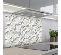 KitchenYeah© Credence Cuisine Sur Mesure 55x80 cm Plaque Adhesive Murale Panneau Decoratif Interieur Peel And Stick Mural Protection Mur Structure - Rock - Blanc