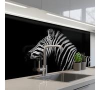 KitchenYeah© Credence Cuisine Sur Mesure 60x100 cm Plaque Adhesive Murale Panneau Decoratif Interieur Peel And Stick Mural Protection Mur Zèbre - Animal - Noir