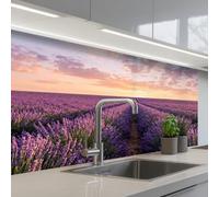 KitchenYeah© Credence Cuisine Sur Mesure 60x100 cm Plaque Adhesive Murale Panneau Decoratif Interieur Peel And Stick Mural Protection Mur Paysage - Champ lavan- Violet