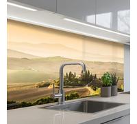 KitchenYeah© Credence Cuisine Sur Mesure 60x100 cm Plaque Adhesive Murale Panneau Decoratif Interieur Peel And Stick Mural Protection Mur Paysage - Toscane - Lumière Du Matin