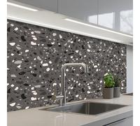KitchenYeah© Credence Cuisine Sur Mesure 60x100 cm Plaque Adhesive Murale Panneau Decoratif Interieur Peel And Stick Mural Protection Mur Terrazzo - Motif - Gris