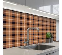 KitchenYeah© Credence Cuisine Sur Mesure 60x100 cm Plaque Adhesive Murale Panneau Decoratif Interieur Peel And Stick Mural Protection Mur Plaid - Patroon - Vierkant - Bruin