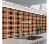 KitchenYeah© Credence Cuisine Sur Mesure 60x150 cm Plaque Adhesive Murale Panneau Decoratif Interieur Peel And Stick Mural Protection Mur Plaid - Patroon - Vierkant - Bruin