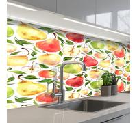 KitchenYeah© Credence Cuisine Sur Mesure 60x150 cm Plaque Adhesive Murale Panneau Decoratif Interieur Peel And Stick Mural Protection Mur Modèle - Pommes - Poires