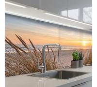 KitchenYeah© Credence Cuisine Sur Mesure 60x150 cm Plaque Adhesive Murale Panneau Decoratif Interieur Peel And Stick Mural Protection Mur Coucher de soleil - Dunes - Mer