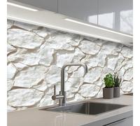 KitchenYeah© Credence Cuisine Sur Mesure 60x150 cm Plaque Adhesive Murale Panneau Decoratif Interieur Peel And Stick Mural Protection Mur Structure - Rock - Blanc