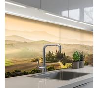KitchenYeah© Credence Cuisine Sur Mesure 60x200 cm Plaque Adhesive Murale Panneau Decoratif Interieur Peel And Stick Mural Protection Mur Paysage - Toscane - Lumière Du Matin