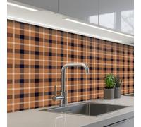 KitchenYeah© Credence Cuisine Sur Mesure 60x200 cm Plaque Adhesive Murale Panneau Decoratif Interieur Peel And Stick Mural Protection Mur Plaid - Patroon - Vierkant - Bruin