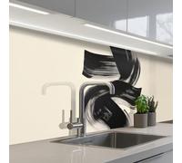 KitchenYeah© Credence Cuisine Sur Mesure 60x200 cm Plaque Adhesive Murale Panneau Decoratif Interieur Peel And Stick Mural Protection Mur Rayures - Noir - Abstrait