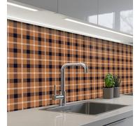 KitchenYeah© Credence Cuisine Sur Mesure 60x250 cm Plaque Adhesive Murale Panneau Decoratif Interieur Peel And Stick Mural Protection Mur Plaid - Patroon - Vierkant - Bruin