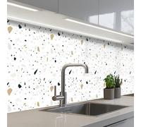 KitchenYeah© Credence Cuisine Sur Mesure 60x300 cm Plaque Adhesive Murale Panneau Decoratif Interieur Peel And Stick Mural Protection Mur Terrazzo - Motif - Blanc - Neutre