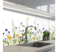 KitchenYeah© Credence Cuisine Sur Mesure 60x300 cm Plaque Adhesive Murale Panneau Decoratif Interieur Peel And Stick Mural Protection Mur Fleurs Des Champs - Printemps