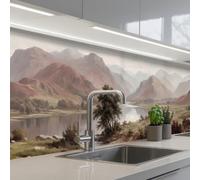 KitchenYeah© Credence Cuisine Sur Mesure 60x300 cm Plaque Adhesive Murale Panneau Decoratif Interieur Peel And Stick Mural Protection Mur Paysage montagne - Lac - Montagnes - Vallée - Classique