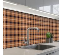 KitchenYeah© Credence Cuisine Sur Mesure 60x350 cm Plaque Adhesive Murale Panneau Decoratif Interieur Peel And Stick Mural Protection Mur Plaid - Patroon - Vierkant - Bruin