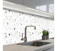KitchenYeah© Credence Cuisine Sur Mesure 60x350 cm Plaque Adhesive Murale Panneau Decoratif Interieur Peel And Stick Mural Protection Mur Terrazzo - Motif - Blanc - Neutre