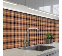 KitchenYeah© Credence Cuisine Sur Mesure 60x400 cm Plaque Adhesive Murale Panneau Decoratif Interieur Peel And Stick Mural Protection Mur Plaid - Patroon - Vierkant - Bruin