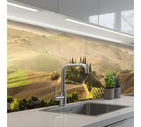 KitchenYeah© Credence Cuisine Sur Mesure 60x500 cm Plaque Adhesive Murale Panneau Decoratif Interieur Peel And Stick Mural Protection Mur Paysage - Toscane - Lumière Du Matin