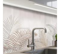 KitchenYeah© Credence Cuisine Sur Mesure 60x80 cm Plaque Adhesive Murale Panneau Decoratif Interieur Peel And Stick Mural Protection Mur Feuilles - Beige - Botanique - Vintage