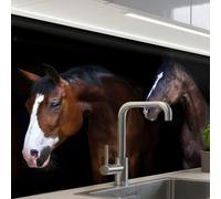 KitchenYeah© Credence Cuisine Sur Mesure 60x80 cm Plaque Adhesive Murale Panneau Decoratif Interieur Peel And Stick Mural Protection Mur Cheval - Animaux - Noir