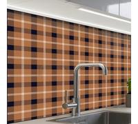KitchenYeah© Credence Cuisine Sur Mesure 60x80 cm Plaque Adhesive Murale Panneau Decoratif Interieur Peel And Stick Mural Protection Mur Plaid - Patroon - Vierkant - Bruin