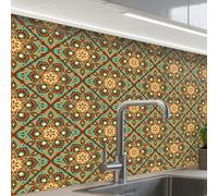KitchenYeah© Credence Cuisine Sur Mesure 60x80 cm Plaque Adhesive Murale Panneau Decoratif Interieur Peel And Stick Mural Protection Mur Fleurs - Vintage - Motifs - Bohème - Mandala
