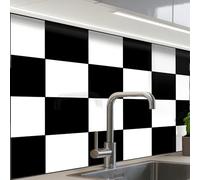 KitchenYeah© Credence Cuisine Sur Mesure 60x80 cm Plaque Adhesive Murale Panneau Decoratif Interieur Peel And Stick Mural Protection Mur Échiquier - Motifs - Noir et blanc