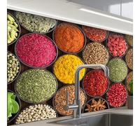 KitchenYeah© Credence Cuisine Sur Mesure 60x80 cm Plaque Adhesive Murale Panneau Decoratif Interieur Peel And Stick Mural Protection Mur Herbes - Coupelles - Coloré - Texture