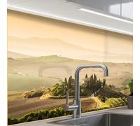 KitchenYeah© Credence Cuisine Sur Mesure 60x80 cm Plaque Adhesive Murale Panneau Decoratif Interieur Peel And Stick Mural Protection Mur Paysage - Toscane - Lumière Du Matin