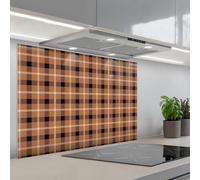 KitchenYeah© Credence Cuisine Sur Mesure 60x90 cm Plaque Adhesive Murale Panneau Decoratif Interieur Peel And Stick Mural Protection Mur Plaid - Patroon - Vierkant - Bruin