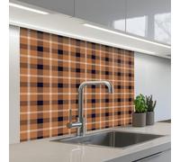 KitchenYeah© Credence Cuisine Sur Mesure 80x100 cm Plaque Adhesive Murale Panneau Decoratif Interieur Peel And Stick Mural Protection Mur Plaid - Patroon - Vierkant - Bruin