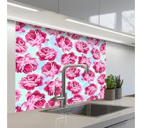 KitchenYeah© Credence Cuisine Sur Mesure 80x100 cm Plaque Adhesive Murale Panneau Decoratif Interieur Peel And Stick Mural Protection Mur Fleurs - Roses - Motif