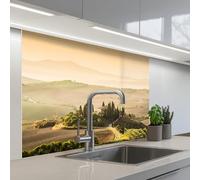 KitchenYeah© Credence Cuisine Sur Mesure 80x100 cm Plaque Adhesive Murale Panneau Decoratif Interieur Peel And Stick Mural Protection Mur Paysage - Toscane - Lumière Du Matin