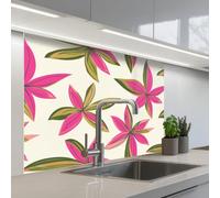 KitchenYeah© Credence Cuisine Sur Mesure 80x100 cm Plaque Adhesive Murale Panneau Decoratif Interieur Peel And Stick Mural Protection Mur Tropical - Fleur - Rose