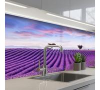 KitchenYeah© Credence Cuisine Sur Mesure 80x150 cm Plaque Adhesive Murale Panneau Decoratif Interieur Peel And Stick Mural Protection Mur Lavande - Nature - Pourpre - Arbres - Fleurs