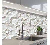 KitchenYeah© Credence Cuisine Sur Mesure 80x150 cm Plaque Adhesive Murale Panneau Decoratif Interieur Peel And Stick Mural Protection Mur Structure - Rock - Blanc