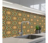 KitchenYeah© Credence Cuisine Sur Mesure 80x150 cm Plaque Adhesive Murale Panneau Decoratif Interieur Peel And Stick Mural Protection Mur Fleurs - Vintage - Motifs - Bohème - Mandala