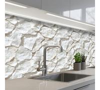 KitchenYeah© Credence Cuisine Sur Mesure 80x200 cm Plaque Adhesive Murale Panneau Decoratif Interieur Peel And Stick Mural Protection Mur Structure - Rock - Blanc