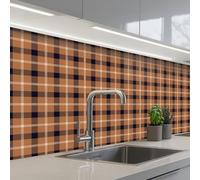 KitchenYeah© Credence Cuisine Sur Mesure 80x250 cm Plaque Adhesive Murale Panneau Decoratif Interieur Peel And Stick Mural Protection Mur Plaid - Patroon - Vierkant - Bruin