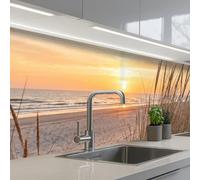 KitchenYeah© Credence Cuisine Sur Mesure 80x400 cm Plaque Adhesive Murale Panneau Decoratif Interieur Peel And Stick Mural Protection Mur Coucher de soleil - Dunes - Mer