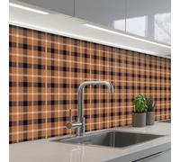 KitchenYeah© Credence Cuisine Sur Mesure 80x400 cm Plaque Adhesive Murale Panneau Decoratif Interieur Peel And Stick Mural Protection Mur Plaid - Patroon - Vierkant - Bruin