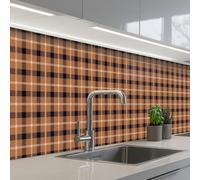 KitchenYeah© Credence Cuisine Sur Mesure 80x500 cm Plaque Adhesive Murale Panneau Decoratif Interieur Peel And Stick Mural Protection Mur Plaid - Patroon - Vierkant - Bruin
