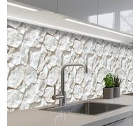 KitchenYeah© Credence Cuisine Sur Mesure 80x500 cm Plaque Adhesive Murale Panneau Decoratif Interieur Peel And Stick Mural Protection Mur Structure - Rock - Blanc