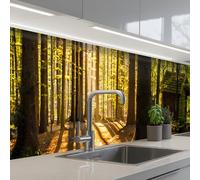 KitchenYeah© Credence Cuisine Sur Mesure 80x500 cm Plaque Adhesive Murale Panneau Decoratif Interieur Peel And Stick Mural Protection Mur Soleil - Arbres - Forêt - Paysage - Nature