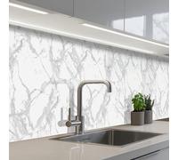 KitchenYeah© Credence Cuisine Sur Mesure 80x500 cm Plaque Adhesive Murale Panneau Decoratif Interieur Peel And Stick Mural Protection Mur Marbre - Pur - Gris - Veines