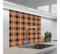 KitchenYeah© Credence Cuisine Sur Mesure 80x80 cm Plaque Adhesive Murale Panneau Decoratif Interieur Peel And Stick Mural Protection Mur Plaid - Patroon - Vierkant - Bruin
