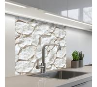 KitchenYeah© Credence Cuisine Sur Mesure 80x80 cm Plaque Adhesive Murale Panneau Decoratif Interieur Peel And Stick Mural Protection Mur Structure - Rock - Blanc