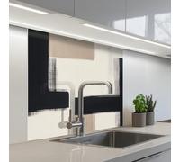 KitchenYeah© Credence Cuisine Sur Mesure 80x80 cm Plaque Adhesive Murale Panneau Decoratif Interieur Peel And Stick Mural Protection Mur Noir - Abstrait - Japandi