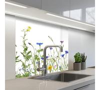 KitchenYeah© Credence Cuisine Sur Mesure 80x80 cm Plaque Adhesive Murale Panneau Decoratif Interieur Peel And Stick Mural Protection Mur Fleurs Des Champs - Printemps